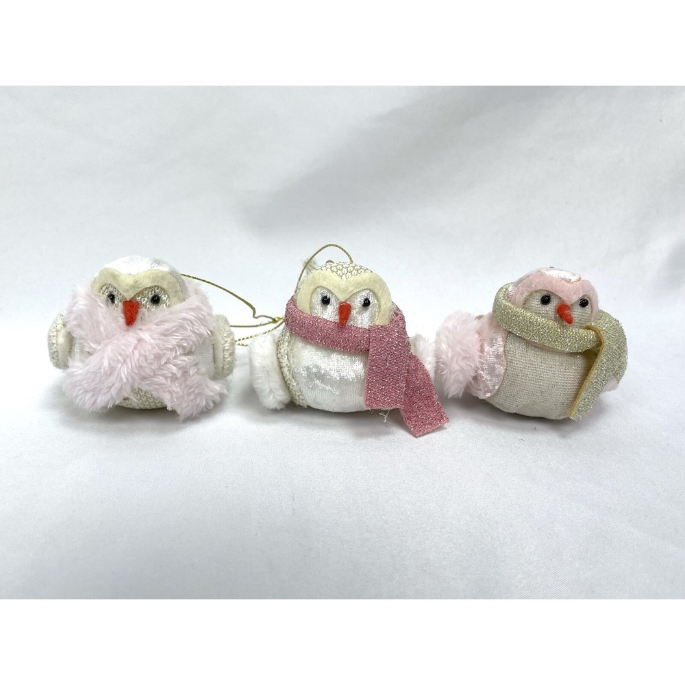 Wondershop Featherly Friends Bird Ornaments Rose Zinny Pink Scarf Faux Fur